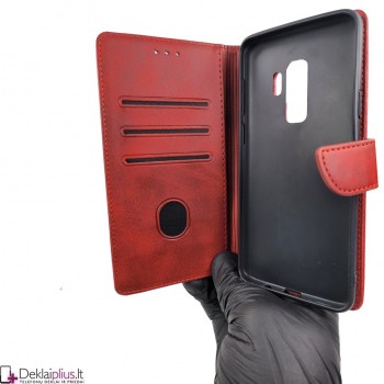 Dirbtinos odos dėklas su skyreliais - raudonas Samsung S9 Plus